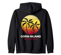 Diseño Retro de Corn Island Nicaragua al Atardecer Sudadera con Capucha