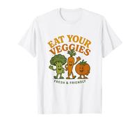 Diseño retro de dibujos animados de verduras sonrientes come tus verduras Camiseta