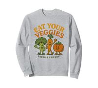 Diseño retro de dibujos animados de verduras sonrientes come tus verduras Sudadera