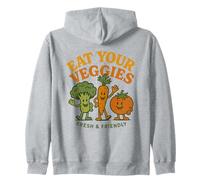Diseño retro de dibujos animados de verduras sonrientes come tus verduras Sudadera con Capucha