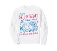 Diseño Retro de Gato de los años 90 con Texto en inglés Please Be Patient with Me Sudadera