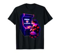 Diseño Retro de Gato Gamer Arcade - Presiona Paw para continuar Camiseta