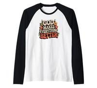 Diseño retro de God Makes Everything Better con motivos florales Camiseta Manga Raglan