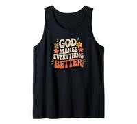 Diseño retro de God Makes Everything Better con motivos florales Camiseta sin Mangas