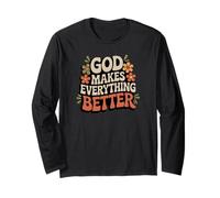 Diseño retro de God Makes Everything Better con motivos florales Manga Larga
