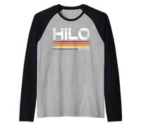 Diseño Retro de Hilo Big Island Hilo Hawaii Camiseta Manga Raglan