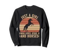 Diseño Retro de Just A Girl Who Love Jesus and Horses Sudadera