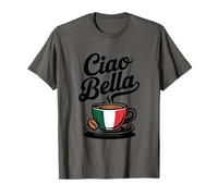 Diseño Retro de la Bandera del café Italiano Ciao Bella Camiseta