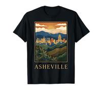 Diseño Retro de Las montañas Blue Ridge de Asheville, Carolina del Norte Camiseta