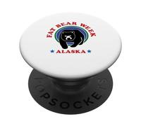 Diseño Retro de los años 90 de la Semana de Fat Bear de Alaska, celebra Osos Fuertes PopSockets PopGrip Adhesivo