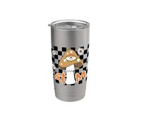 Diseño retro de margaritas de hongos Eat Me Vaso térmico de acero inoxidable de doble pared