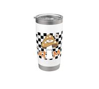 Diseño retro de margaritas de hongos Eat Me Vaso térmico de acero inoxidable de doble pared