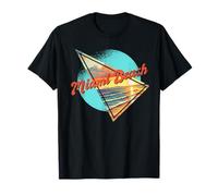 Diseño Retro de Miami Beach Sunset Miami Beach FL Camiseta