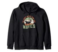 Diseño Retro de Olas de Bodyboard: Solo Estoy aquí para Las Olas Sudadera con Capucha