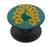 Diseño retro de pavo real, hermoso arte colorido de pájaros PopSockets PopGrip Adhesivo