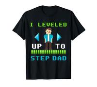Diseño Retro de píxeles con Texto en inglés I Leveled Up To Step Dad Camiseta