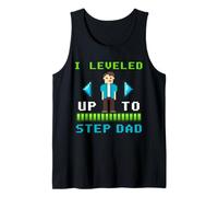 Diseño Retro de píxeles con Texto en inglés I Leveled Up To Step Dad Camiseta sin Mangas