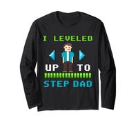 Diseño Retro de píxeles con Texto en inglés I Leveled Up To Step Dad Manga Larga