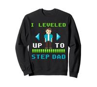 Diseño Retro de píxeles con Texto en inglés I Leveled Up To Step Dad Sudadera
