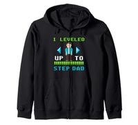 Diseño Retro de píxeles con Texto en inglés I Leveled Up To Step Dad Sudadera con Capucha