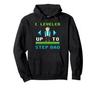 Diseño Retro de píxeles con Texto en inglés I Leveled Up To Step Dad Sudadera con Capucha