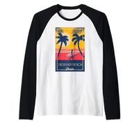 Diseño Retro de Playa para surfistas de Siesta Key Beach Florida Camiseta Manga Raglan