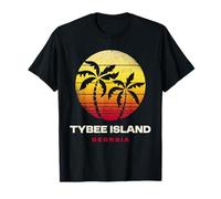 Diseño Retro de Puesta de Sol en Tybee Island, Georgia Camiseta