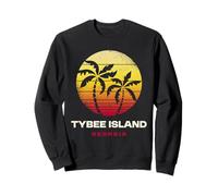 Diseño Retro de Puesta de Sol en Tybee Island, Georgia Sudadera