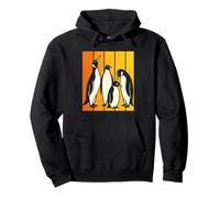 Diseño retro de silueta de familia de pingüinos en colores cálidos del atardecer Sudadera con Capucha