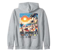 Diseño retro de verano de 8 bits, lindas vacaciones en la playa Sudadera con Capucha