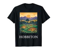 Diseño Retro de Viajes de Hobbiton New Zealand Fantasy Village Camiseta