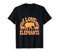 Diseño Retro de Vida Silvestre «I Love Elephants» Camiseta