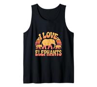 Diseño Retro de Vida Silvestre «I Love Elephants» Camiseta sin Mangas