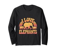 Diseño Retro de Vida Silvestre «I Love Elephants» Manga Larga