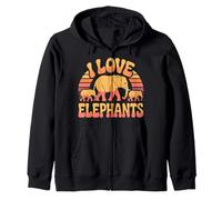 Diseño Retro de Vida Silvestre «I Love Elephants» Sudadera con Capucha