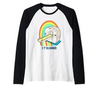 Diseño retro del escáner CT del arco iris Camiseta Manga Raglan