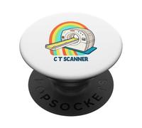 Diseño retro del escáner CT del arco iris PopSockets PopGrip Adhesivo
