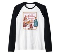Diseño Retro Divertido de Parodia Let's Summon Demons Camiseta Manga Raglan