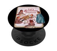 Diseño Retro Divertido de Parodia Let's Summon Demons PopSockets PopGrip Adhesivo