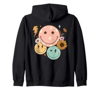 Diseño Retro Floral de Caras Felices Sudadera con Capucha