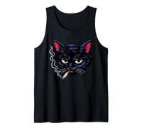 Diseño Retro Grumpy Smoking Black Cat Y2K Attitude Camiseta sin Mangas