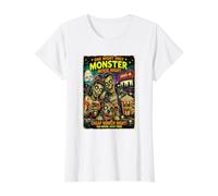 Diseño Retro Horror Zombie Cine Drive-In Monstruos Camiseta gráfica económica, Mujer, Blanco, XL