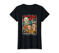 Diseño Retro Horror Zombie Cine Drive-In Monstruos Camiseta gráfica económica, Mujer, Negro, M