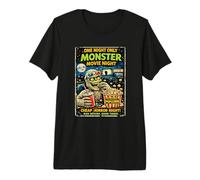 Diseño Retro Horror Zombie Cine Drive-In Monstruos Camiseta Premium
