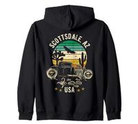 Diseño Retro Hotrod de Scottsdale, Arizona, EE. UU., Estilo Desierto y Puesta de Sol Sudadera con Capucha