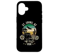 Diseño Retro Hotrod de St Johns, Arizona, EE. UU., Estilo Desierto y Puesta de Sol Carcasa para iPhone 16