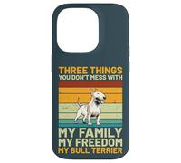 Diseño Retro Vintage de My Family My Freedom My Bull Terrier Carcasa para iPhone 14 Pro