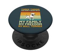 Diseño Retro Vintage de My Family My Freedom My Bull Terrier PopSockets PopGrip Adhesivo