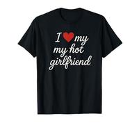 Diseño romántico cursivo con Texto en inglés I Heart My Hot Girlfriend Camiseta