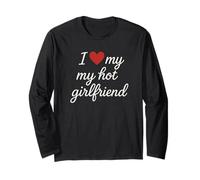 Diseño romántico cursivo con Texto en inglés I Heart My Hot Girlfriend Manga Larga
